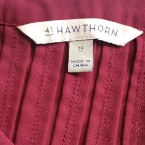 41 Hawthorn Red Pleated Bib Collar Blouse